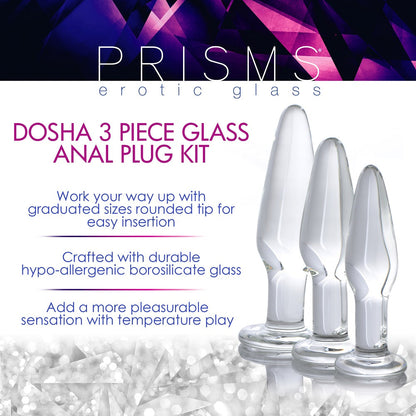 3pc Dosha Glass Anal Plug Kit