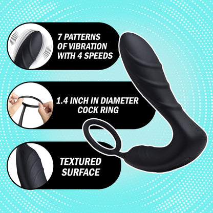Silicone Prostate Vibrator and Strap with Remote Control