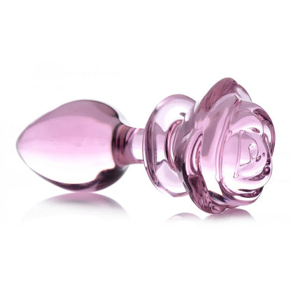 Pink Rose Glass Anal Plug