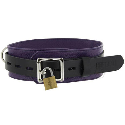 Strict Leather Black and Purple Deluxe Locking Collar