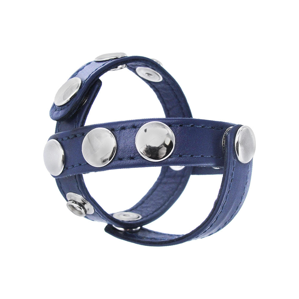 Cobalt Blue Leather Cock and Ball Harness