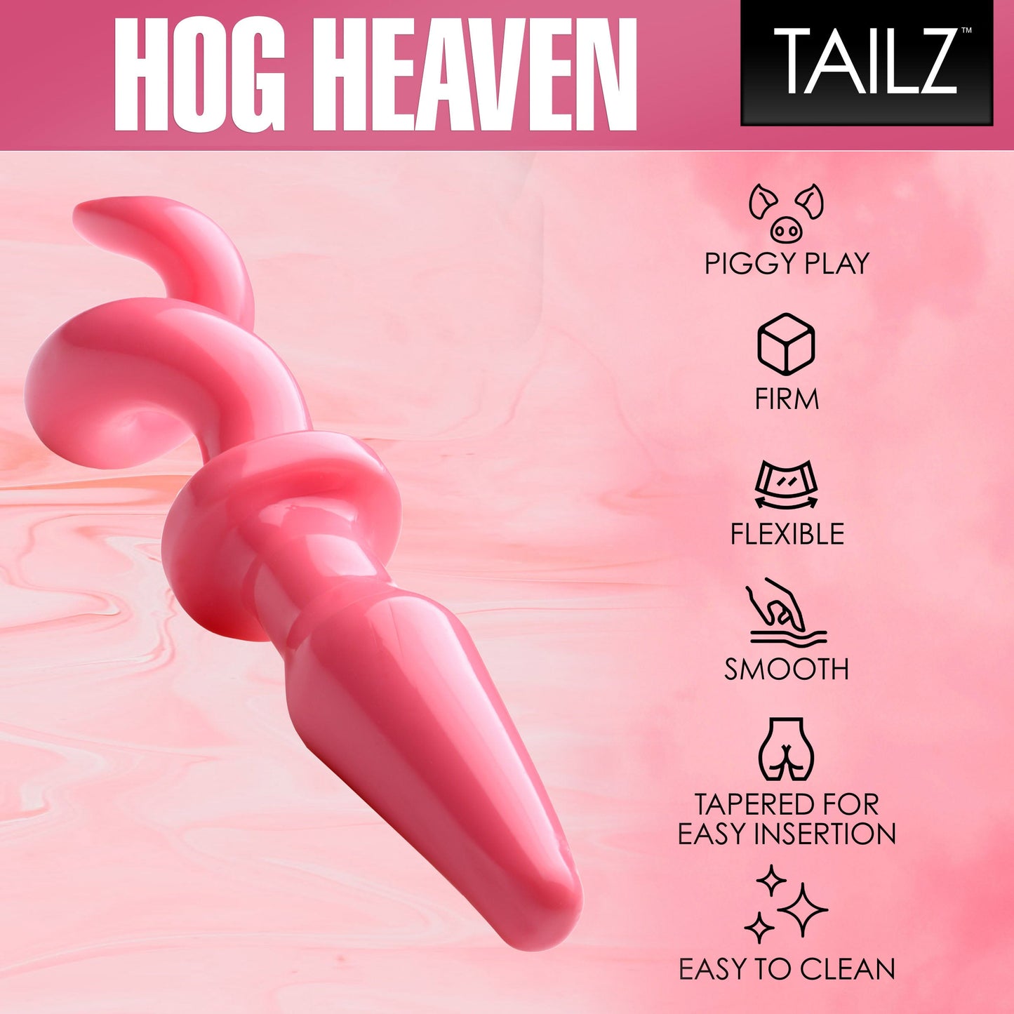 Pink Pig Tail Butt Plug