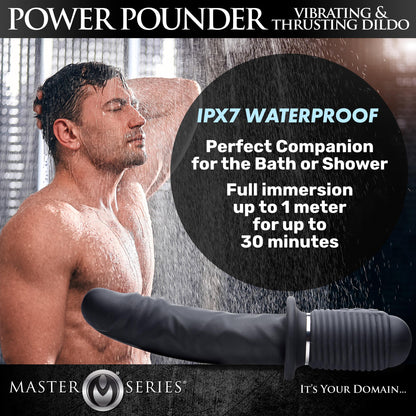 Power Pounder Vibrating and Thrusting Silicone Dildo - Black