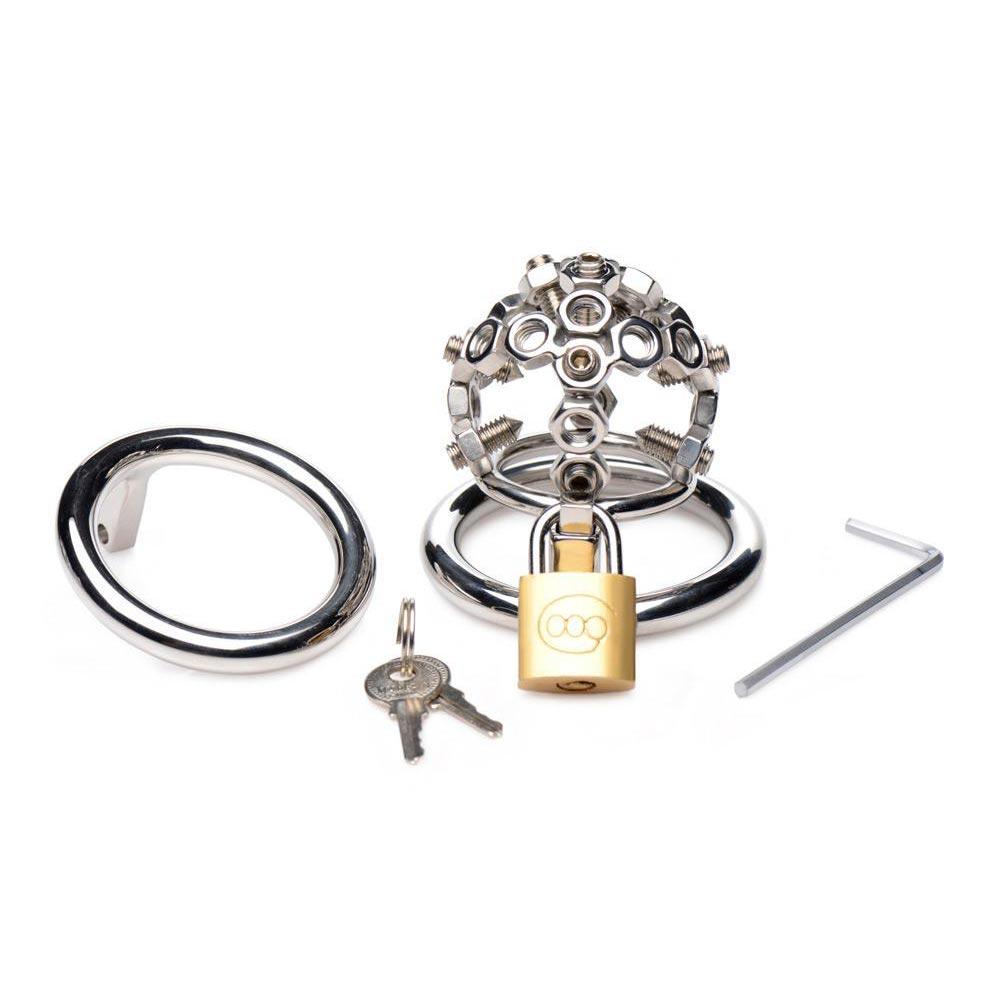 Bolted Chastity Cage with Spikes