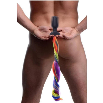Remote Control Vibrating Rainbow Pony Tail Anal Plug