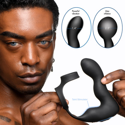10X Inflatable and Vibrating Prostate Plug with Cock and Ball Ring