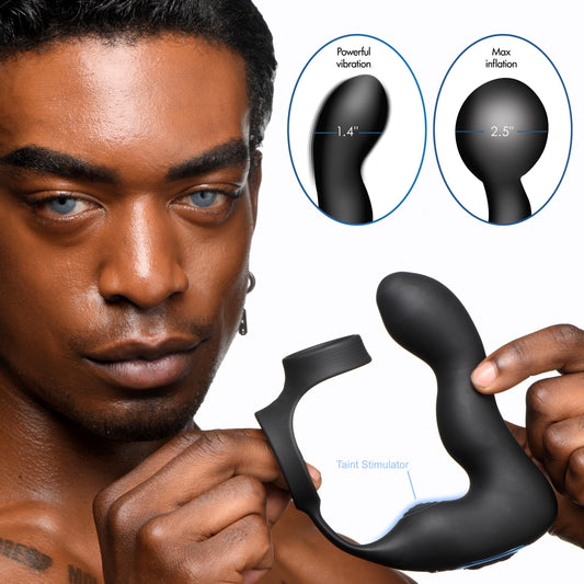 10X Inflatable and Vibrating Prostate Plug with Cock and Ball Ring