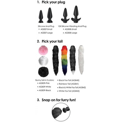 Small Vibrating Anal Plug with Interchangeable Bunny Tail
